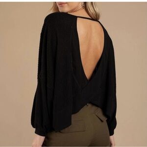 Free people waffle open back sweater